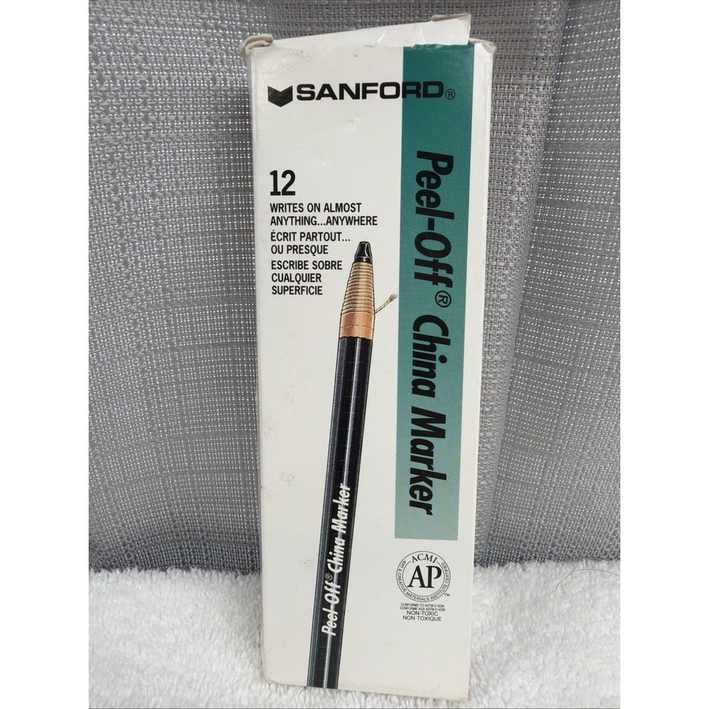 Vintage SANFORD 02089 Peel-Off China Marker BLACK 173T All Purpose Surface 12 Ct